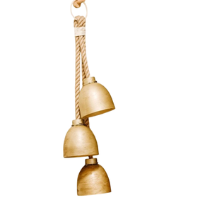 Campanas Navideñas Rústicas Colgantes, Adornos de Latón Vintage con Cuerda de Yute, Campana Decorativa Hecha a Mano para Colgar en la Pared - Product Image 1