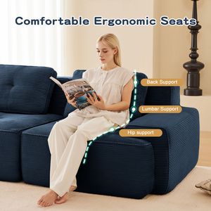 Divano Sezionale Moderno Modulare in Tessuto Corduroy 117, Oversize a 3 Posti con Seduta Profonda e Bordatura Perla per Soggiorno - Product Image 6