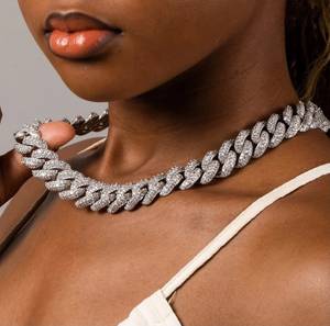 Hip Hop Heavy 18mm Miami Cuban Link Chain Iced Out 14k Gold Plated <b>Silver</b> Moissanite Diamond Round Brilliant Cut VS1 - Product Image 2