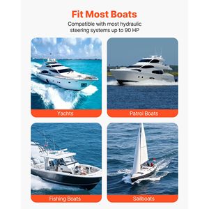 Kit di Sterzo Idraulico per Imbarcazioni Marine 90 HP 6.9 MPa 1000 psi con Pompa Timone e Cilindro Bloccante a Due Vie - Product Image 6
