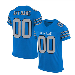 Breathable Custom Name Number Printed Plus Size Sports American Football Jersey 100% Polyester Anti-Bacterial Quick Dry <b>Silver</b> - Product Image 2