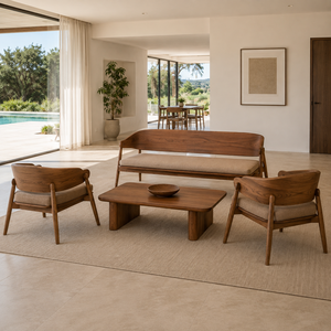 Luxury Solid Teak <b>Wood</b> 3 Seater <b>Sofa</b> Modern Living Room Hotel Villa Apartment Lounge Furniture Manufacturer - Product Image 1