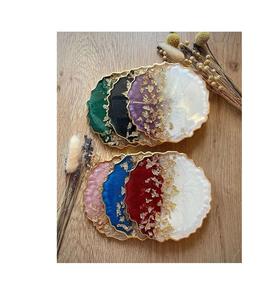 Juego de posavasos de resina y madera hechos a mano con diseño artístico moderno para decoración del hogar, mesa de café, mesa de comedor y uso en escritorio de oficina. - Product Image 2