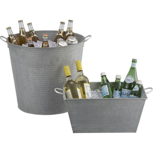 Grande glacière en métal galvanisé avec poignées en bois, résistante à la rouille, pour vin et bière, idéale pour les fêtes et événements en plein air - Product Image 4