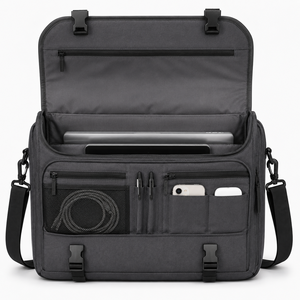 Sac messager pour hommes offrant un rangement intelligent, plusieurs poches et une sangle réglable pour transporter des objets personnels et des documents - Product Image 4