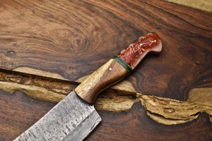 Cuchillo de carnicero de acero al carbono forjado a mano, cuchillo para carne y verduras, mango de madera, grosor de 0.6 mm - Product Image 4