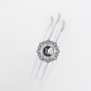 Pince à cils en acier inoxydable personnalisable vente en gros grande pointe incurvée d'isolation revêtement en poudre blanche pointe argentée durable - Product Image 6