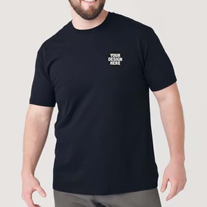 T-shirts ajustés à col ras du cou pour hommes grande taille, longueur extra, en mélange coton et polyester doux, manches courtes, unis, vierges, vente en gros - Product Image 1