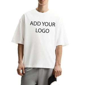 280GSM White <b>Drop</b> Shoulder Men's shirts 100% Combed Cotton Custom Logo DTG Embroidery Oversized Tee OEM Bulk Supply - Product Image 1