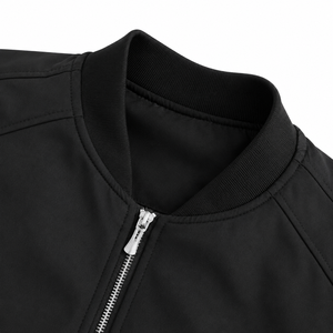 Blouson Bomber Noir Personnalisé pour Homme, Col Montant, Fermeture Éclair, Style Décontracté Automne, Coupe Droite, Extérieur en Polyester - Product Image 6