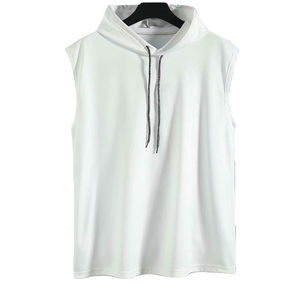 Camiseta sin mangas con capucha para hombre, de poliéster/algodón, al por mayor, con logotipo personalizado de fábrica, OEM, de alta calidad, de secado rápido, para verano, proveedor profesional PUFFIN - Product Image 2