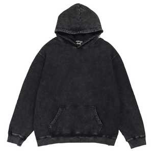 Custom French Terry Polyester/Cotton Blend Vintage Acid Washed Heavyweight Zip-Up Hoodie Rivets Rhinestones Eco-Friendly - Product Image 1