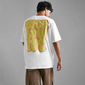 T-shirts décontractés pour hommes à col rond, coupe classique, 100 % coton, impression sérigraphique, épaules tombantes, avec logo personnalisé - Product Image 2
