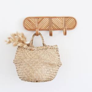 Ganchos de pared de ratán más vendidos Organización del hogar Panel de gancho hecho a mano natural para abrigos y colgar llaves - Product Image 2
