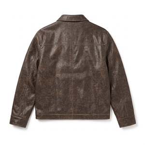 <b>Men</b> Vintage Distressed Sheep Leather <b>Jacket</b> Brown Stand Collar <b>Reflective</b> Front Custom Logo Wholesale Outerwear - Product Image 2