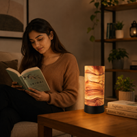 Lampu Meja Motif Kayu Lampu Tidur Dekoratif Rustic Lampu Malam Hangat Pencahayaan Ambient E27 Kompatibel Dekorasi Rumah Modern Hadiah Lampu