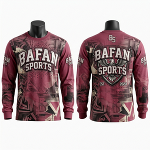 Chemise à manches longues pour homme, en polyester premium 180 GSM, personnalisable par sublimation, couleur marron, coupe ample, imprimée, 100% coton. - Product Image 1