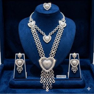 MOLL JEWELLERS Women's 22K Gold Plated Bridal Jewelry Set <b>Long</b> Necklace <b>Earring</b> Set Zircon Trendy Wedding/Party/Gift A-63109 - Product Image 3