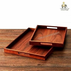 Bandeja de Servir de Madera de Cedro Hecha a Mano - Vajilla de Madera de Moradabad al por Mayor - Product Image 3