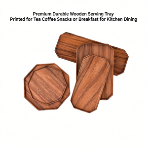 Bandeja de Servir de Madera Duradera de Primera Calidad, Impresa, para Té, Café, Aperitivos o Desayuno, para Cocina o Comedor - Product Image 2