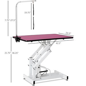 Tavolo Idraulico per Toelettatura Animali Domestici da 42,5 Pollici, Colore Rosa - Product Image 3