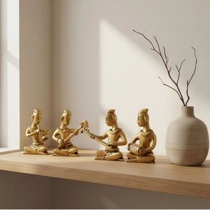 Juego de Figuras Musicales de Latón Chapado en Oro, 4 Piezas, 8 Pulgadas de Largo, Decoración para el Hogar, Artesanía de Fundición, Escultura 3D - Product Image 3