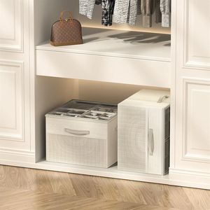 Lot de 2 boîtes de rangement pliables pour chaussures avec séparateurs réglables et couvercle transparent, capacité jusqu'à 16-32 paires - Product Image 5
