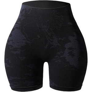 Shorts de sport pour femme à taille mi-haute, sans couture, respirants, effet push-up, style streetwear, séchage rapide, pour le yoga et l'entraînement - Product Image 1