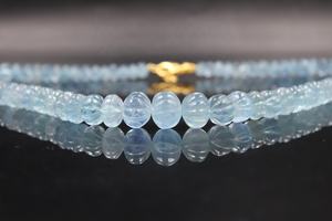 Collier en argent sterling 925 plaqué or avec perles de forme melon lisses en aquamarine bleue naturelle de qualité AAA de 7 à 10 mm - Product Image 6