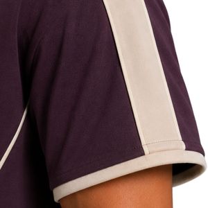 Plum Purple Mens Oversized T Shirt And Shorts <b>Set</b> Beige Contrast Piping Customized Logo Crew Neck Casual Streetwear Wholesale - Product Image 6