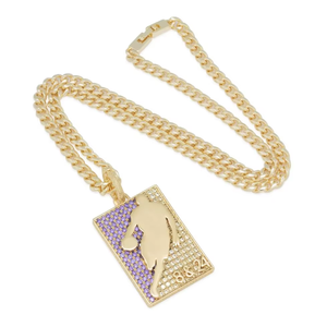 Collar con Colgante de Jugador de Baloncesto en Tono Dorado Helado con Incrustaciones de Diamantes para Unisex, Joyería de Moda Hip Hop Minimalista - Product Image 1