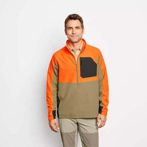 <b>High</b>-<b>Visibility</b> Blaze Orange Men's Hunting <b>Jacket</b> Waterproof 1/4 Zip Outdoor Performance Pullover <b>Softshell</b> Field Gear Coat - Product Image 1