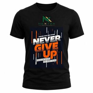 Camiseta Personalizada para Hombre con Estampado 'Never Give Up', Estilo Casual de Verano, Hip Hop, Streetwear, Transpirable, de Algodón, con Diseño Gráfico - Product Image 2