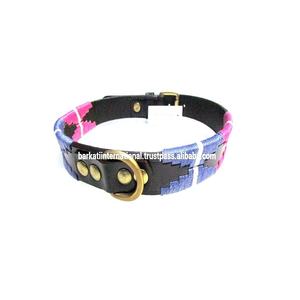 Sustainable Leather <b>Dog</b> <b>Collar</b> and Leads with Solid Pattern Decorated with Rivets - Product Image 2