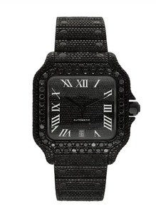 Reloj de Diamantes Moissanite VVS con Esfera Negra de 42 mm, Totalmente Automático, con Números Romanos, para Hombre - Product Image 3