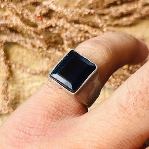 Vintage Geometric Signet <b>Ring</b> 925 Sterling <b>Silver</b> Topaz <b>ring</b> for <b>Men</b> - Product Image 2