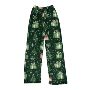 Men's Christmas Wide Leg Pants Green Holiday Gift Tree Print <b>Elastic</b> <b>Waist</b> Casual Loose Lounge <b>Trousers</b> - Product Image 2