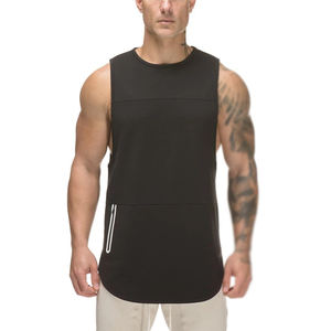 Débardeur de musculation pour hommes, débardeur de fitness, veste sans manches à fermeture éclair, vêtements de sport respirants en coton pour l'été, vêtements de sport ajustés pour hommes - Product Image 1