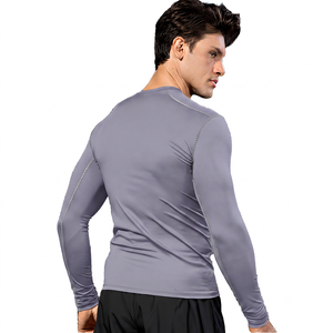 Camiseta Deportiva para Hombre, Negra, Manga Larga, Cuello Redondo, Compresión, Transpirable, Ecológica, Secado Rápido, Color Sólido, Ajuste Ceñido, para Todas las Temporadas - Product Image 5