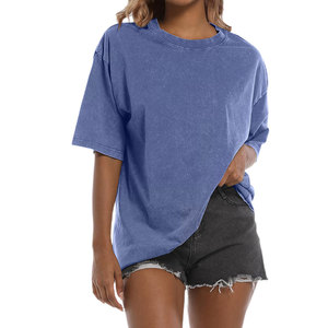 Camiseta de Moda para Mujer, Estilo Acid Wash, Transpirable, de Algodón, para Uso Diario - Product Image 1