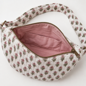 Minimal Style Quilted Crossbody Waist Bags Block Printed Waist Bags <b>Small</b> Print 100% Cotton Eco-friendly Custom Travel Pouch - Product Image 4