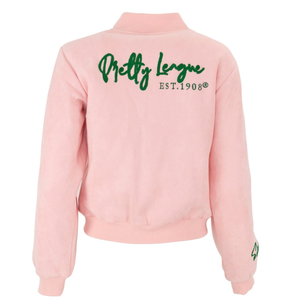 Oh So Pretty Girl <b>Pink</b> Bomber <b>Jacket</b> Women Embroidered Varsity Coat Long Sleeve Casual Streetwear Fashion Outerwear College - Product Image 2