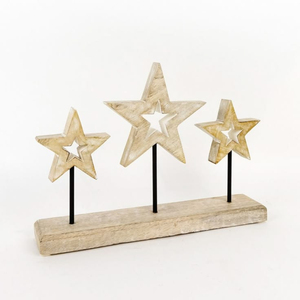 Figura de Estrella de Metal Plateado sobre Base de Madera, Soporte Rústico para Estrella de Mesa, Centro de Mesa Navideño, Decoración para Mesa de Hogar - Product Image 5