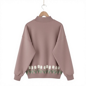Sweat-shirt personnalisé à col montant unisexe, coupe oversize en polaire, vert sauge, manches longues, ourlet tulipe imprimé, décontracté, pour l'hiver et l'automne - Product Image 2
