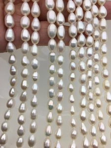 Perlas de Agua Dulce Blancas AA en Forma de Lágrima de 6-7mm x 9-11mm, Cultivadas Naturalmente, en Hilo Suelto para la Fabricación de Joyería, Suministros al por Mayor - Product Image 3