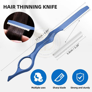 Hair Cutter Metal Single <b>Edge</b> Blade Straight Carbon Steel Safety Razor with <b>Rubber</b> Handle Right-Handed for Hair Thinning - Product Image 4