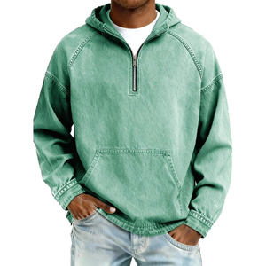 Sweat-shirt à capuche noir pour homme, 100% coton French Terry, coupe ample, décontracté, avec poche, pour l'automne - Product Image 6