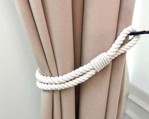 White Cotton Rope Curtain <b>Tieback</b> – Handmade Curtain Holdback for Modern & Minimal Decor - Product Image 1