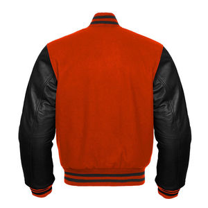 แจ็คเก็ตเบสบอลผู้ชายทรงโอเวอร์ไซส์แบบ Letterman ปักลาย Chenille ตามสั่ง - Product Image 4