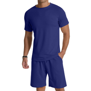 Nouvel ensemble de survêtement d'été élégant et décontracté pour hommes, respirant et confortable, à manches courtes, 100 % coton, vente en gros - Product Image 3